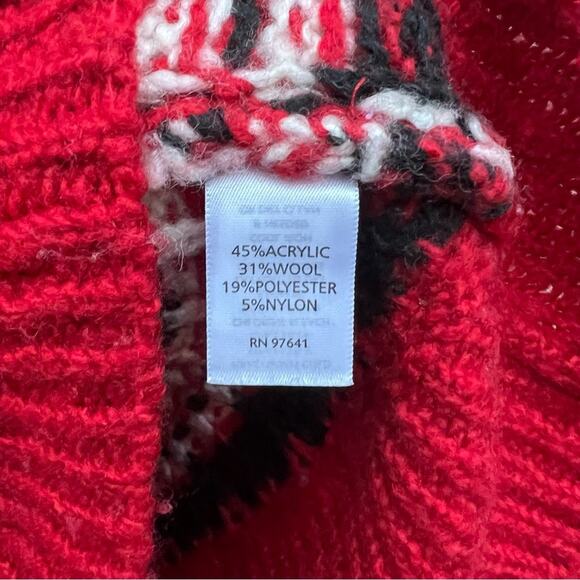 J. Jill Windham Fair Isle Pull Over Red Nordic Ski Vibes Wool Blend Sweater MED - Picture 5 of 6